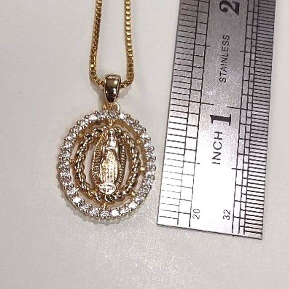 18k Gold Plated 925 Silver Lady Mary Christmas Birthday Women's Faith Vtg. Gift